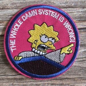 The Whole System Is Wrong Pink Punk Simpsons Iron On Patch
